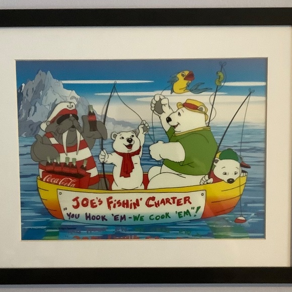 1998 Vintage Coca-Cola Framed "Catch of the Day" Serigraph Cel with COA. - Picture 2 of 7
